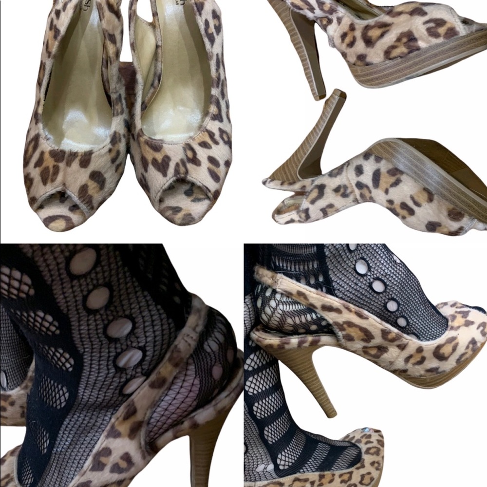Splash Leopard Print Open Toe Stiletto Heels shoes Size 8